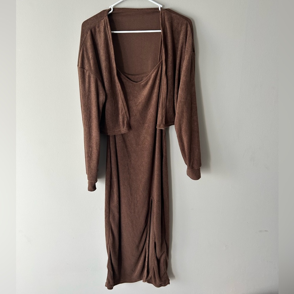 SHEIN Chocolate Brown Knit Set